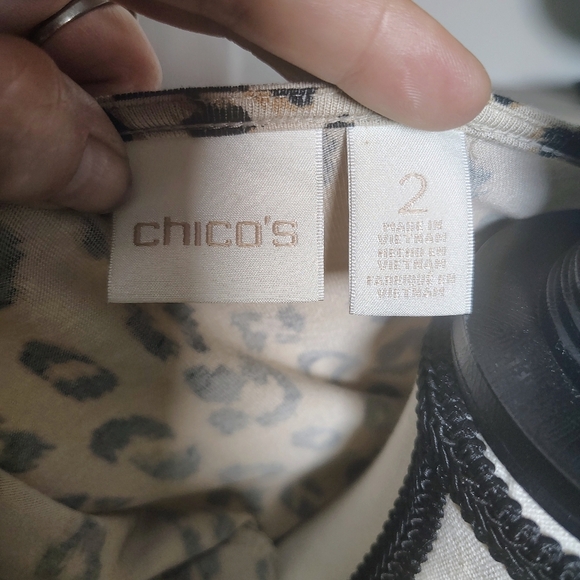 Chico's Leopard Print Blouse with Strappy Neckline - Picture 3 of 3
